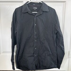 Apt. 9 Men’s Medium Black Striped Long Sleeve Dress Shirt